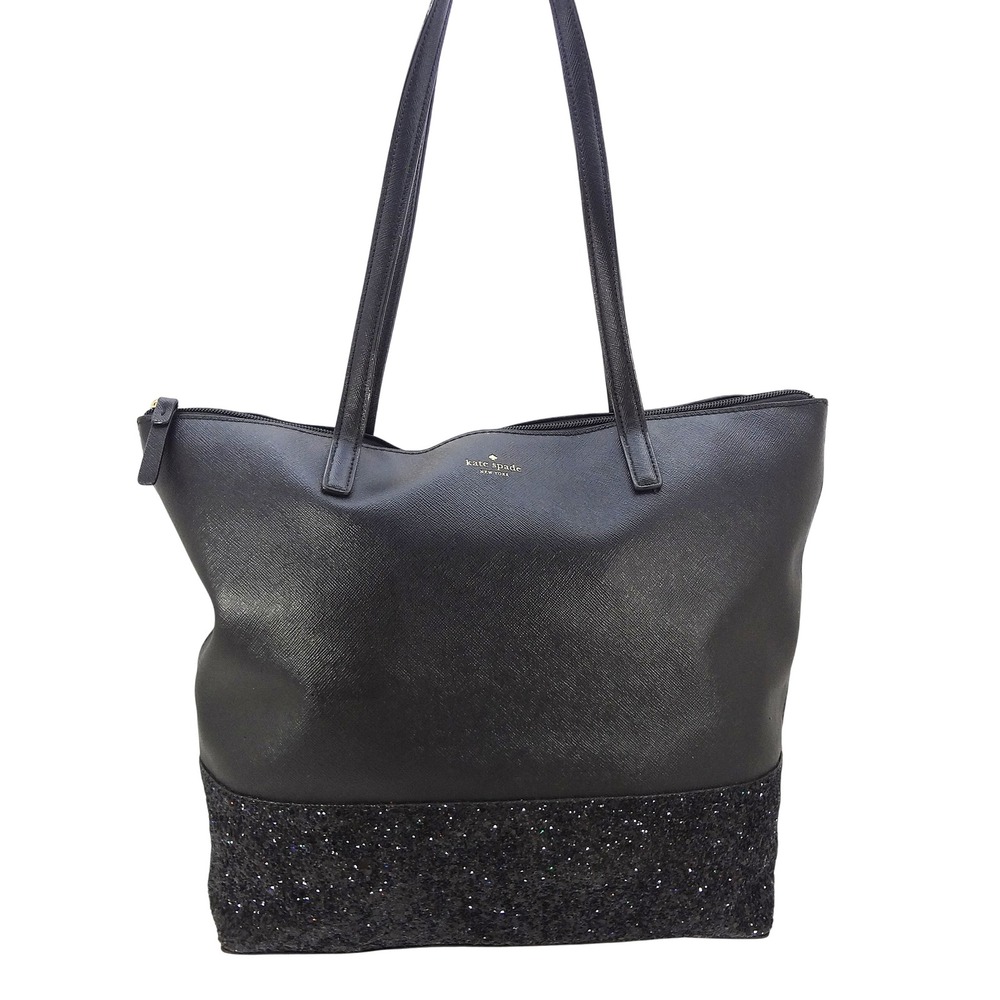 Kate Spade Greta Court Ina Black Glitter Satchel Tote‎ Bag Purse